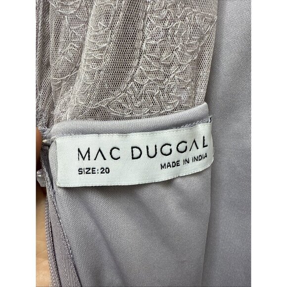 Mac Duggal Size 20 Purple 93633 Long Sleeve Sequin Beaded Midi Cocktail Dress - Picture 13 of 14